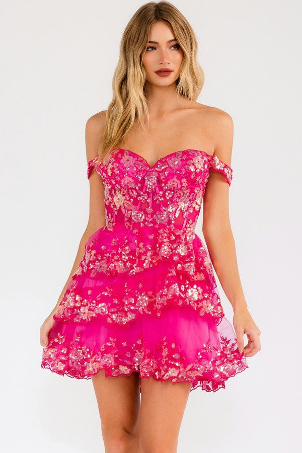 Allesia Mini Dress... Fuchsia