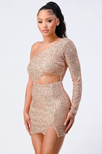 MAD ABOUT YOU ONE SHOULDER CUT OUT MINI DRESS