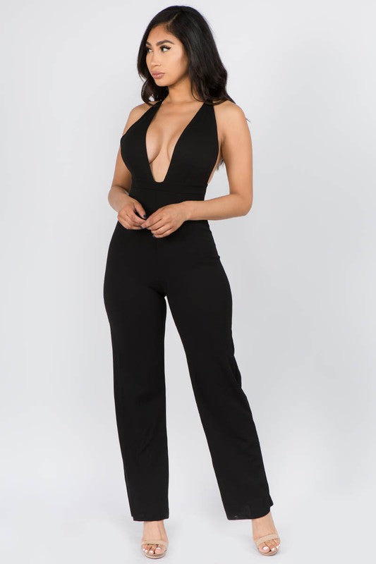 CITY VIBE V-NECK WIDE LEG JUMPSUIT
