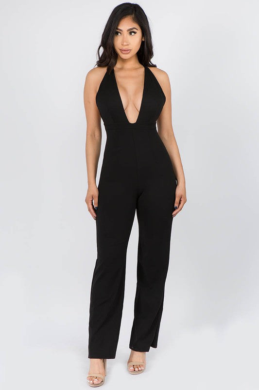 CITY VIBE V-NECK WIDE LEG JUMPSUIT