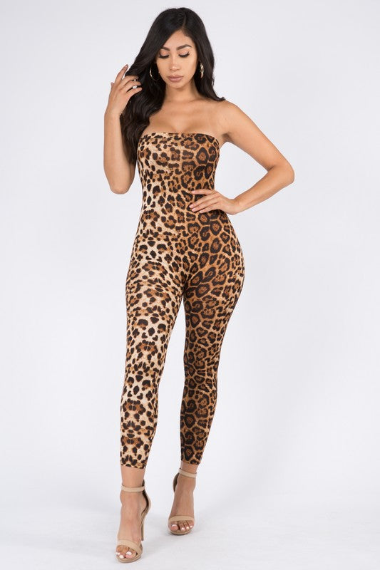 YOUR THE ONE LEOPARD PRINT TUBE JUMPSUIT