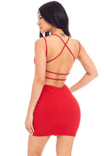 KISS OF GLITTER SPAGHETTI STRAPPED BACK  DRESS