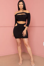 BRING IT ON BODYCON CUT OUT MINI DRESS