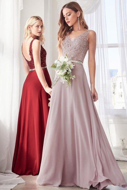 LETS MAKE A STATEMENT LACE AND CHIFFON BRIDESMAID GOWN