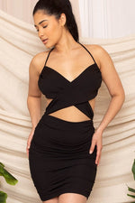 HERE'S THE PARTY CRISS-CROSS BODYCON MINI —