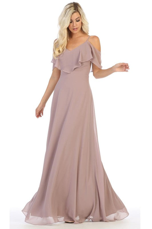 FALL DREAMS OFF THE SHOULDER BRIDESMAIDS DRESS