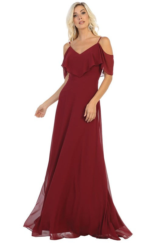 FALL DREAMS OFF THE SHOULDER BRIDESMAIDS DRESS
